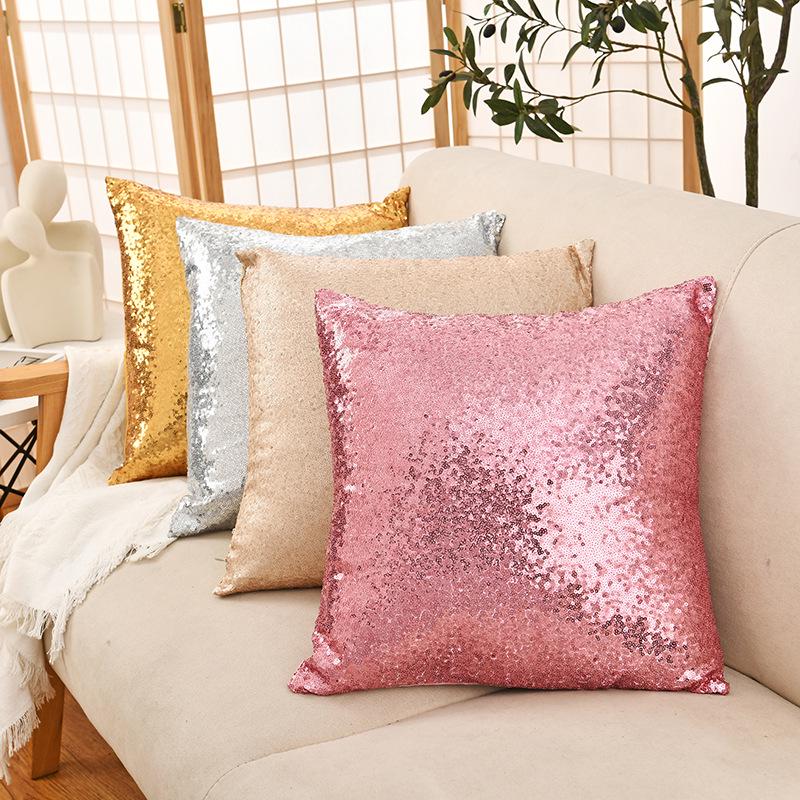 Sequined Single-Sided Pillowcase for Sofa or Office Waist Support