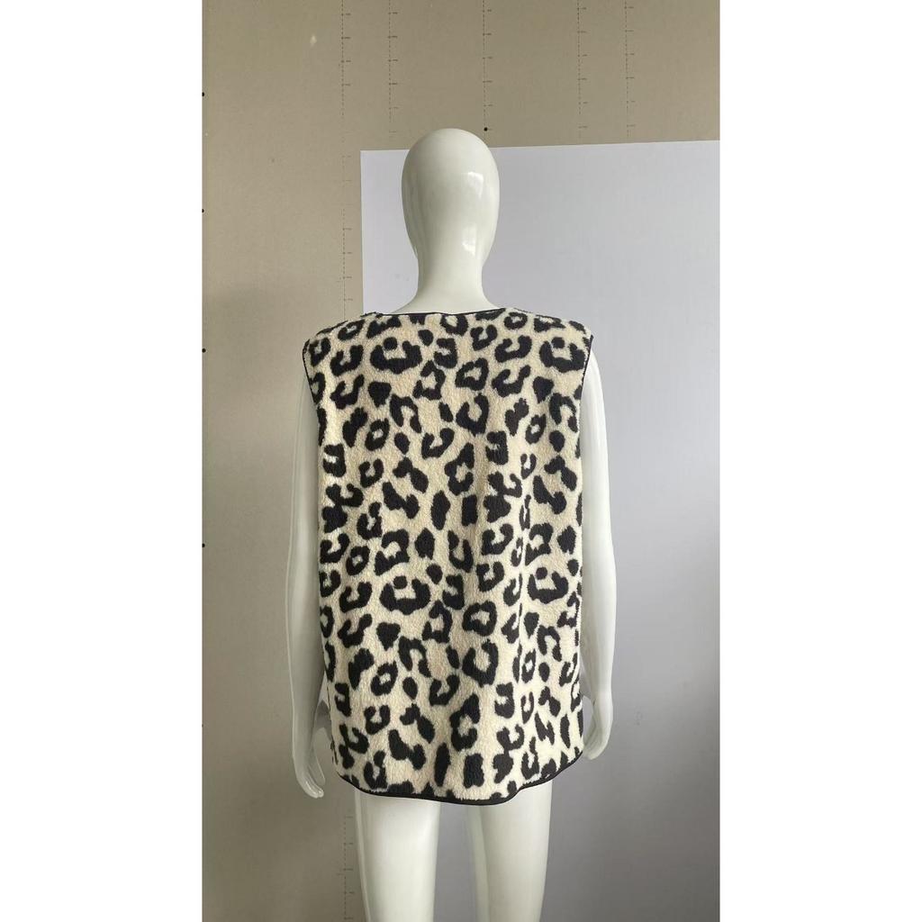Gilet in Pile Leopardato da Donna Autunno Inverno, Gilet Senza Maniche alla Moda con Bottoni per Donna, Capo d'Abbigliamento Esterno