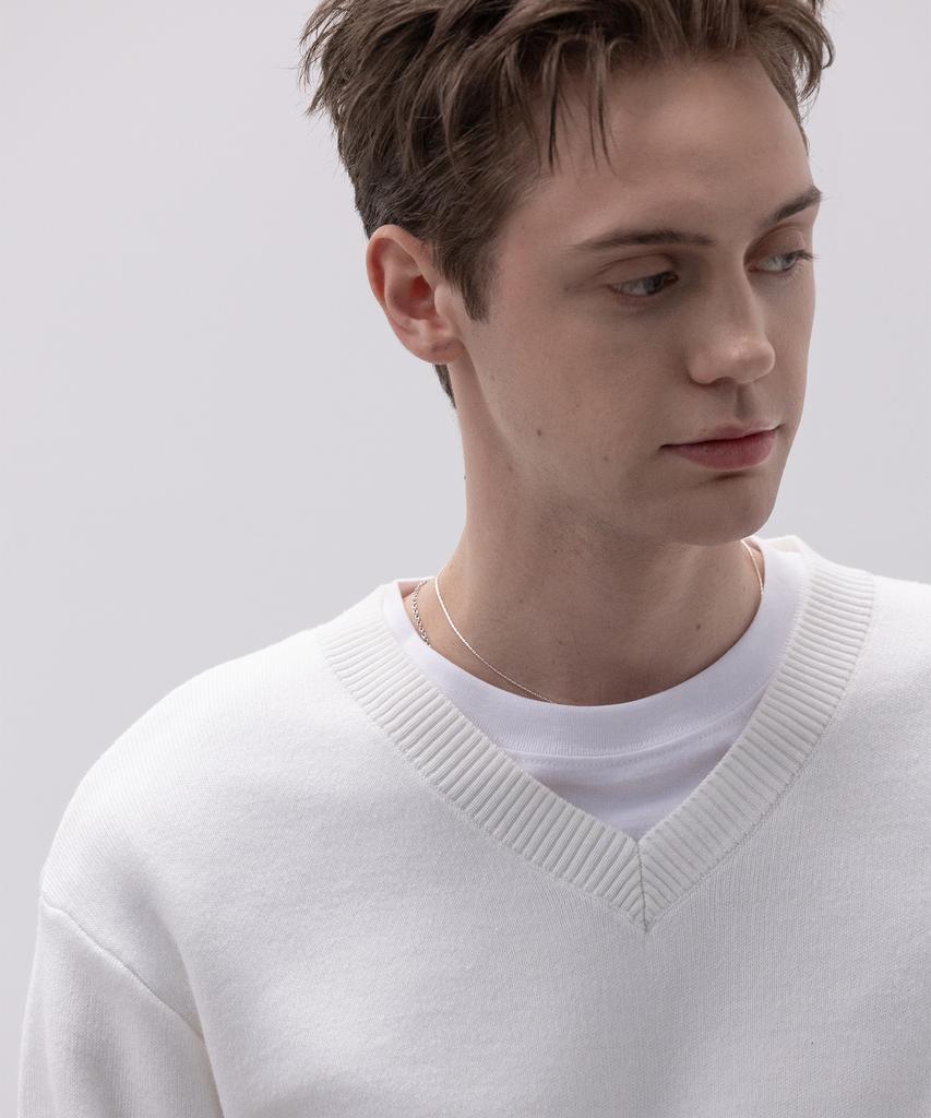 Dekkoloso Soft Cotton V-Neck Knit [White]