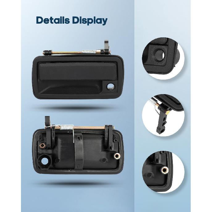 ECCPP Exterior Door Handles 1994-2004 for Chevy S10 and Standard Cab Outer Replacement Front Driver Left Passenger Right Door Handles 2pcs Black