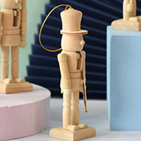 6Pcs Nutcracker Ornaments Set, Wooden DIY Christmas Decorations, Paintable Wood Hanging Pendants for Xmas Tree Crafts