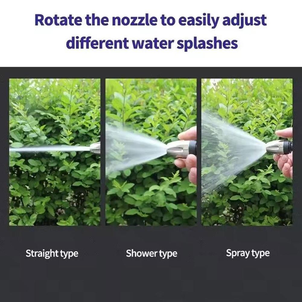 High Pressure Car Wash Gun Adjustable Metal Water Spray Nozzle For Expandable Garden Hose Pipe Lawn Irrigation Cleaning Sprayer
