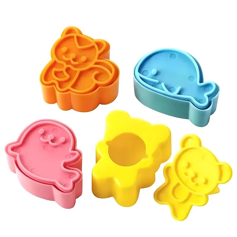 

4/5Pcs Rice Ball Cookie, Small Animal Mini Sandwich Mold, Children s Cookie Mold Set PP Plastic Material Baking Accessories