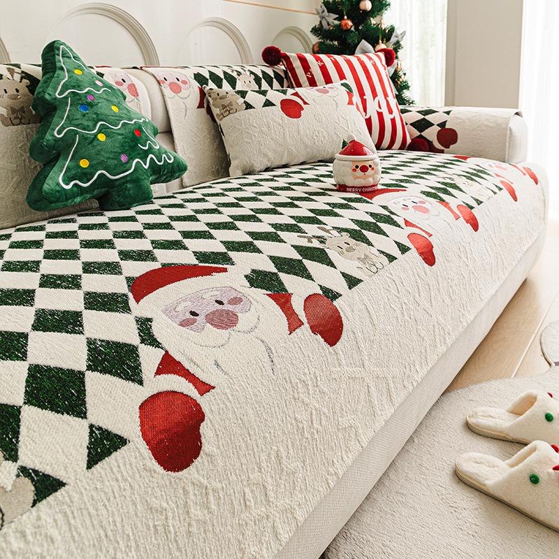 

BEPAN 1PC Christmas Wind Sofa Cushion Thickened Chenille, Suitable for Non-slip Sofa Cover in Autumn and Winter Home Textile Products 90X70CM