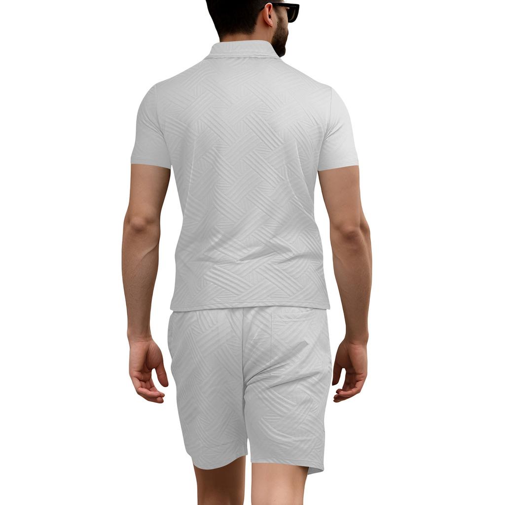 Men's Summer -Color Shirt And Shorts Set