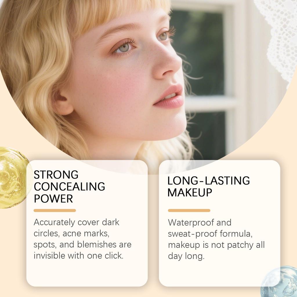 Waterproof Concealer, Full Coverage Women's Daily Makeup Hydrating Cream Weakens Pores And Leaves No Base Makeup Concealer