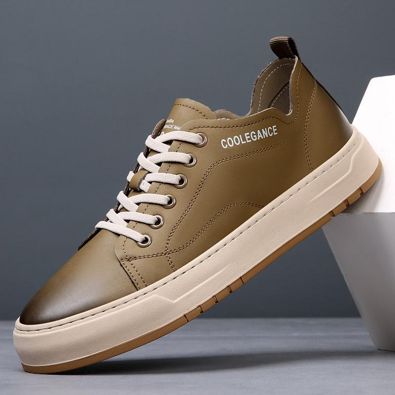 2024 New Designer Men Shoes Casual High Quality Leather Thick Soled Board Shoes Classic Lace-up Walking Running Sports for Men