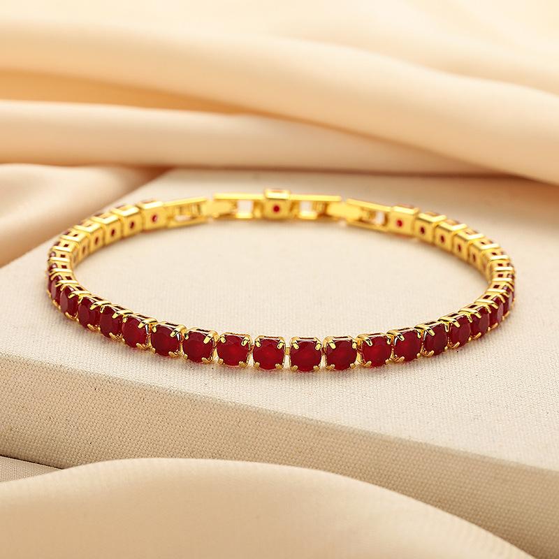 

4mm red zircon bracelet, fashionable ins style