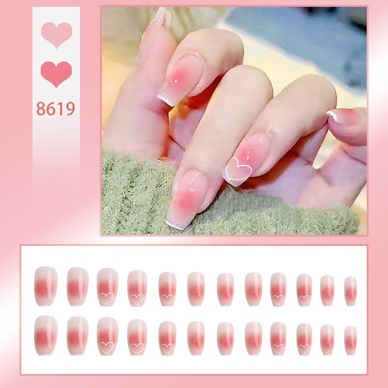 Ice-Clear Nude Ballet Nail Art Medium-Length Press-On Tips