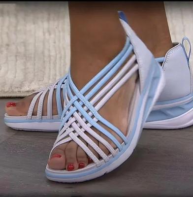 Plus Size 43 Wedges Sandals for Womens Open Toe Narrow Band Braided Hollow Breathable Cover Heel Roman Shoe Sandalias Mujer