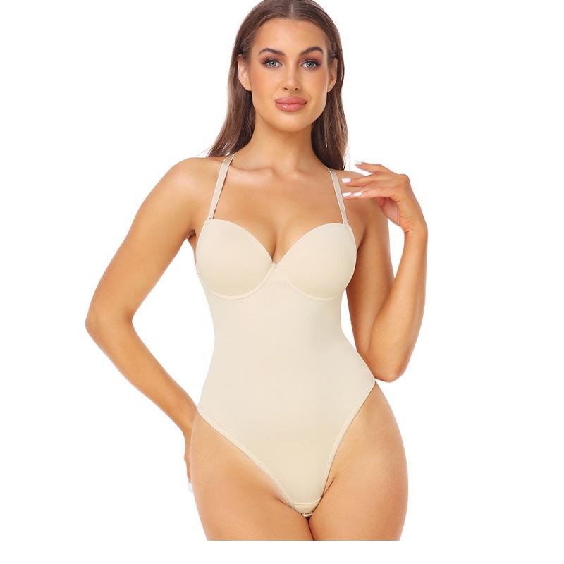 Women Adjustable Strap Tummy Control Thong Bodysuit Seamless Slim Shapewear