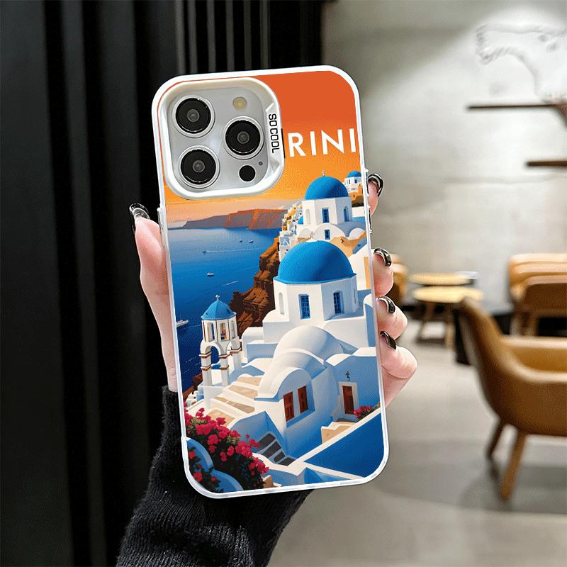 Santorini Greece Summer Soft Phone Case for iPhone 15 16 17 Pro Max 17Air 16E 14 Plus 13 12 Mini Shockproof Cover Back Shell