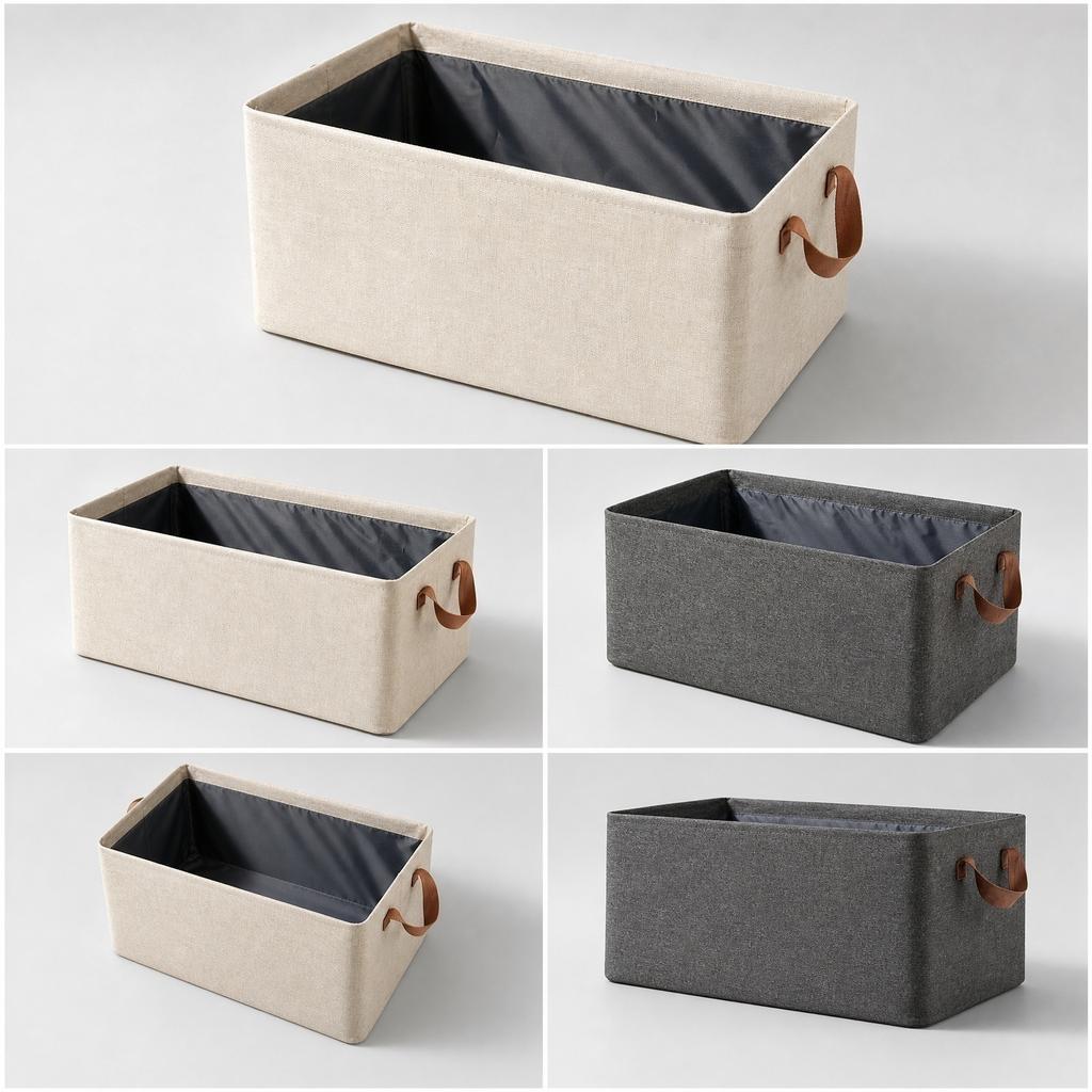 Cationic Fabric Foldable Storage Box with Handles Collapsible Drawer Organizer for Home Closet Shelf and Office Use