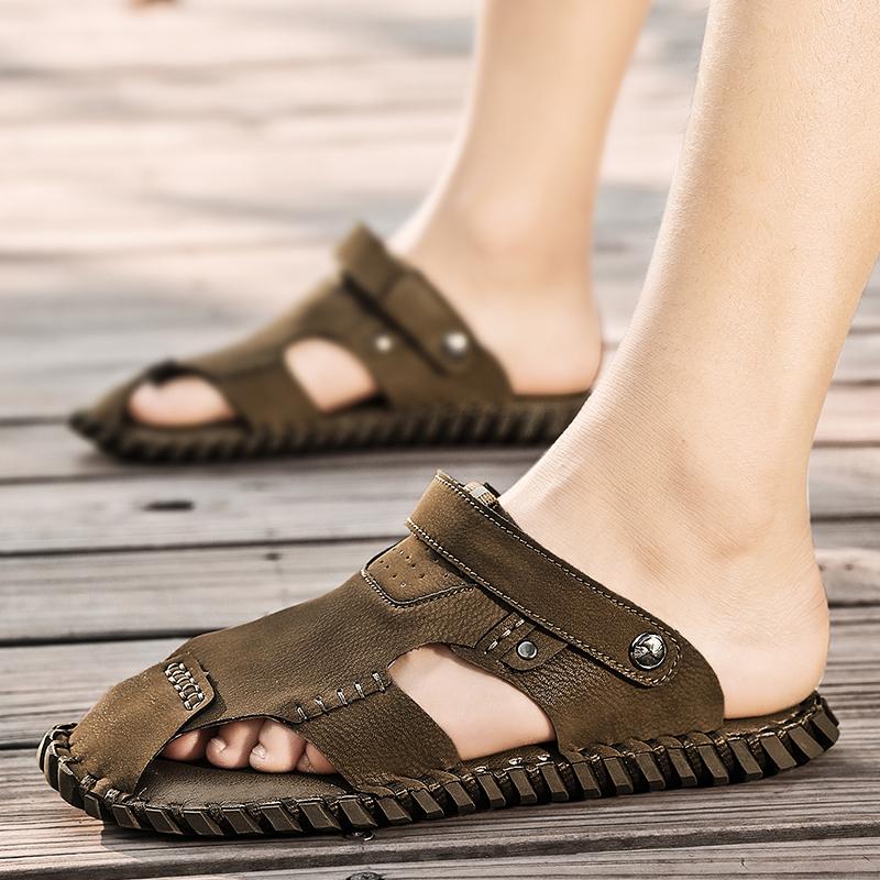 Mode2024 Sommer Lochlederschuhe Herren Freizeitsandalen Atmungsaktive Lochschuhe Sandalen Herren Handgefertigte Schuhe Sandalen Große Größe 38-46