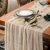 1pc Bohemian Polyester Table Runner - Beige & White Ruffled Design, Rectangular Fabric with Elegant Floral Accents for Weddings, Parties