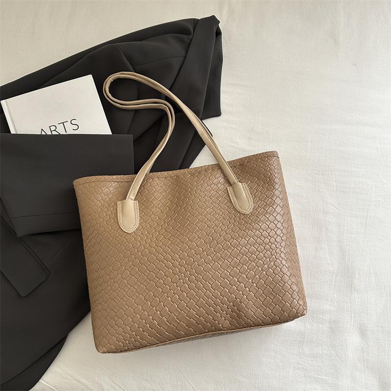 Tote Bag Woven Large-capacity Handbag, Women's 2025 Autumn New Simple Underarm Texture Shoulder Bag