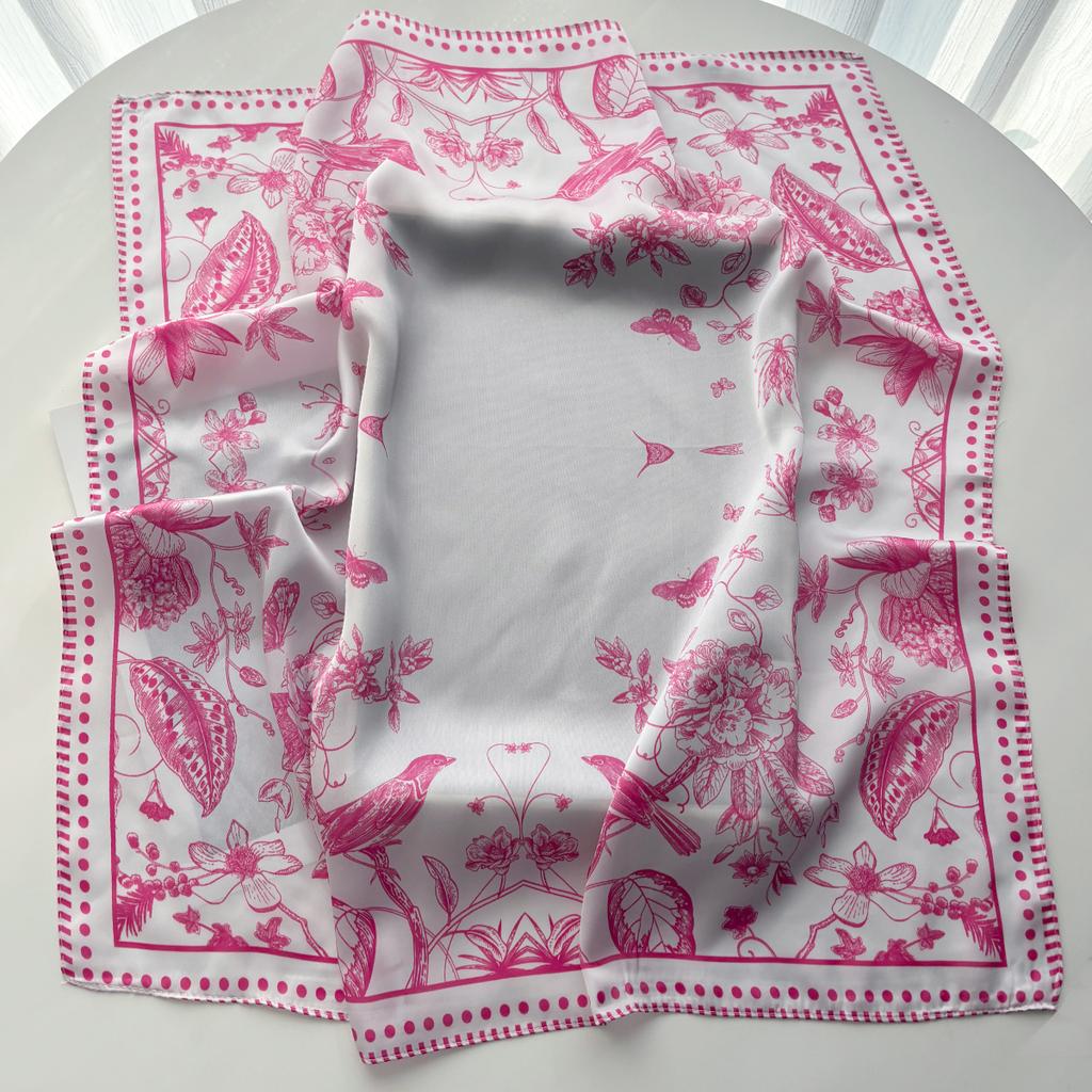 Luxury Square Scarf For Women Elegant Floral Print Ladies Hijab Neckerchief Shawl For Travel Soft Stain Imitation Silk Scarves