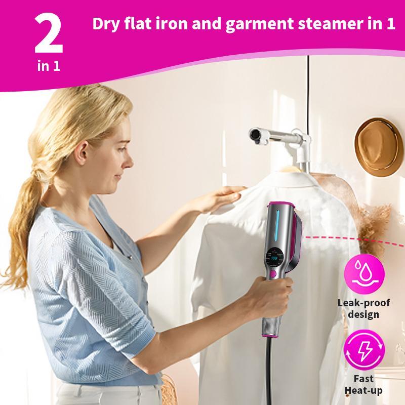 2-in-1 Portable Garment Steamer & Iron, 15s Fast Heat-up 1200W with Large Ceramic Panel, Quick Wrinkle Removal, 110-120V