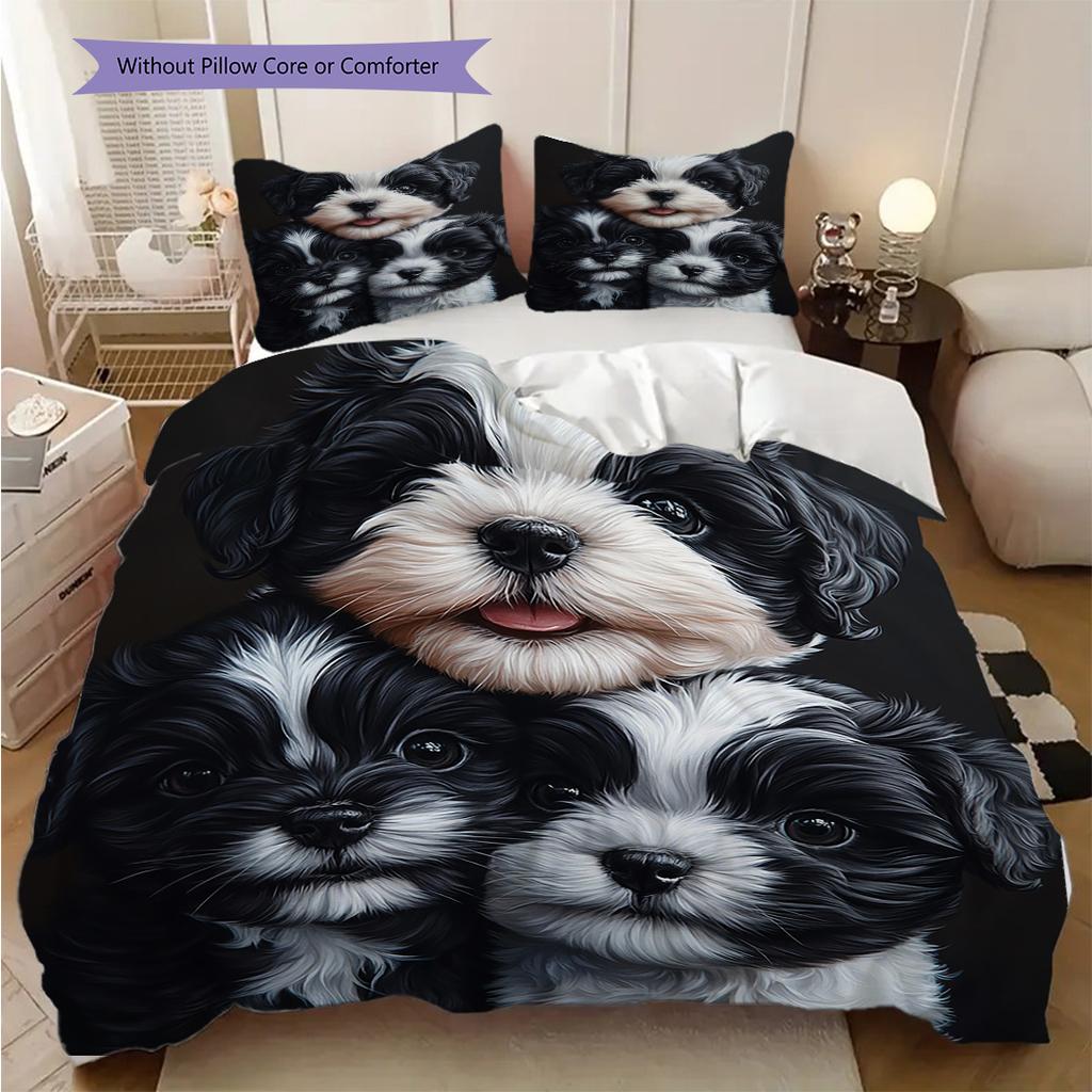 Set Biancheria da Letto Trapunta con Fantasia Bichon Frisé Copripiumino Federe Decorazione per la Casa Regalo di Compleanno (1 * copripiumino + 2 * federa, senza nucleo)