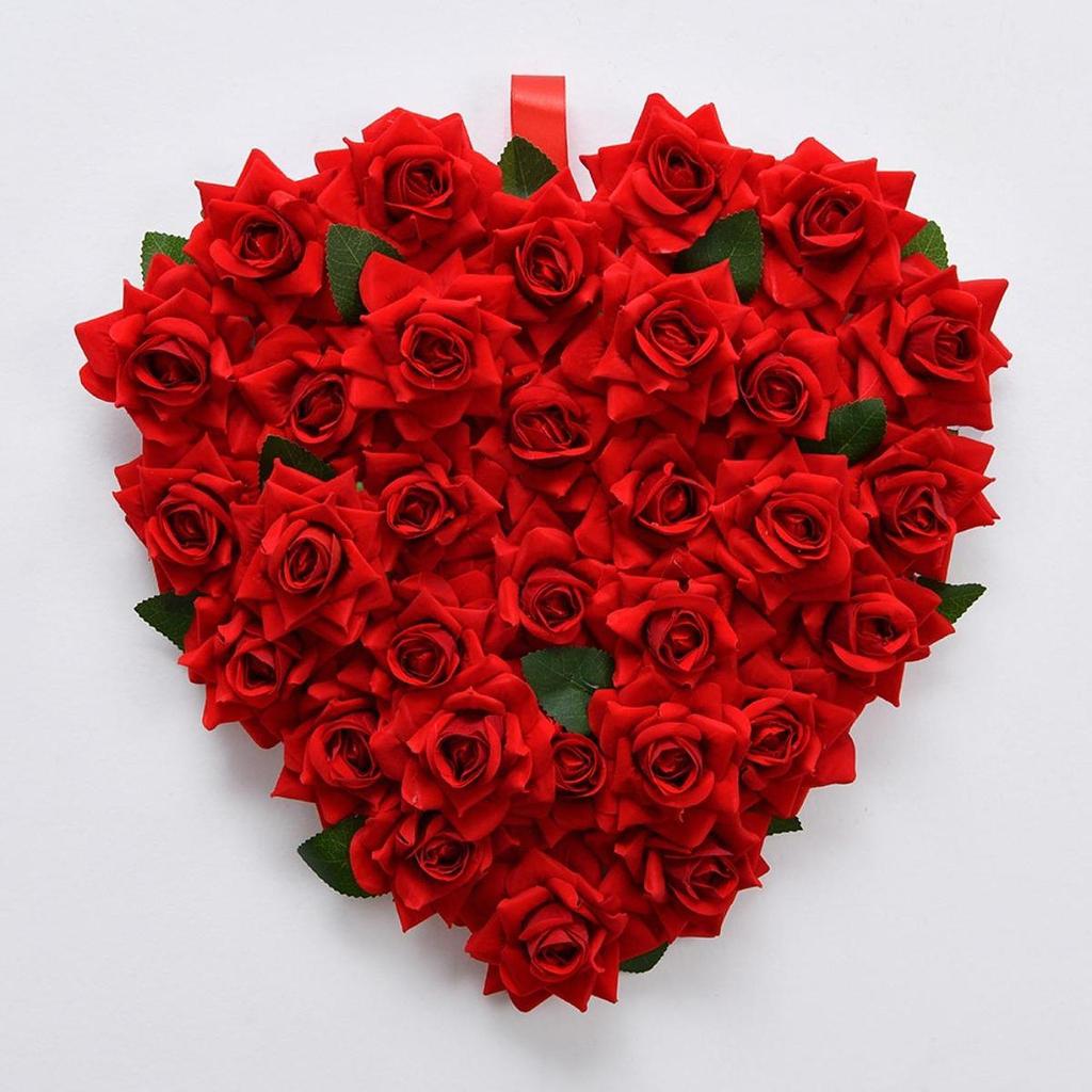 Valentine's Day Wreath 15 inch Love Heart Wreath Door Wreath for Indoor Outdoor