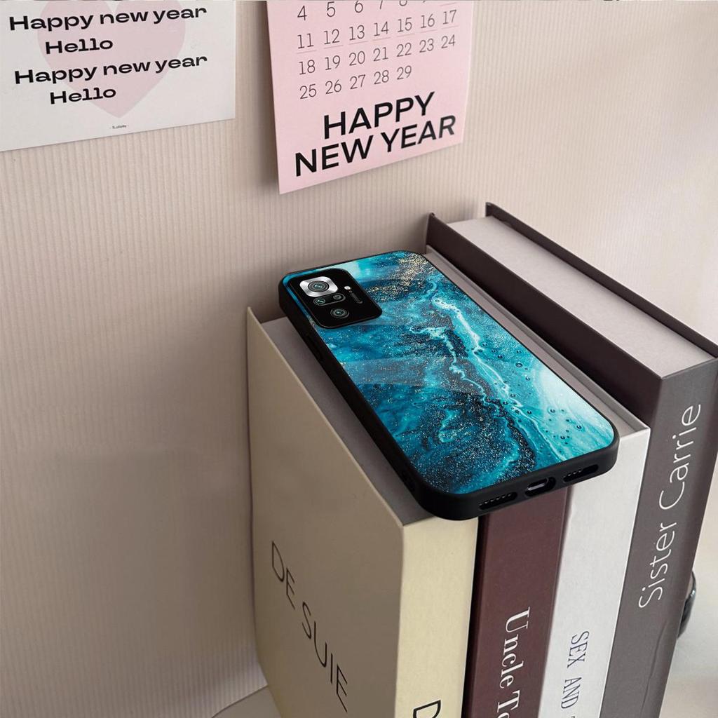 Aesthetic Ocean Fluid Marble Phone Case for Xiaomi Redmi Note 10 Pro 4G Shockproof Cover Protective Shell