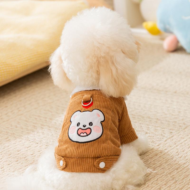 Pet Cotton-padded Corduroy Teddy Bichon Yorkshire Small Dog Kitten Autumn and Winter Warm Cat Dog Clothes