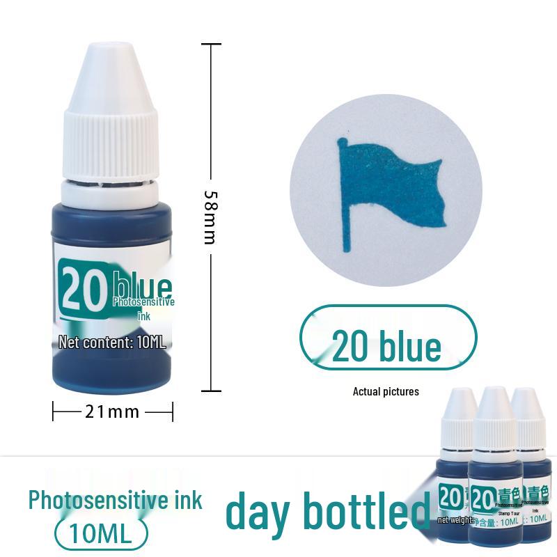 Photosensitive Quick-Dry Stamping Ink - 10ml Red, Black, Blue, Purple Ink for Stamp Pads