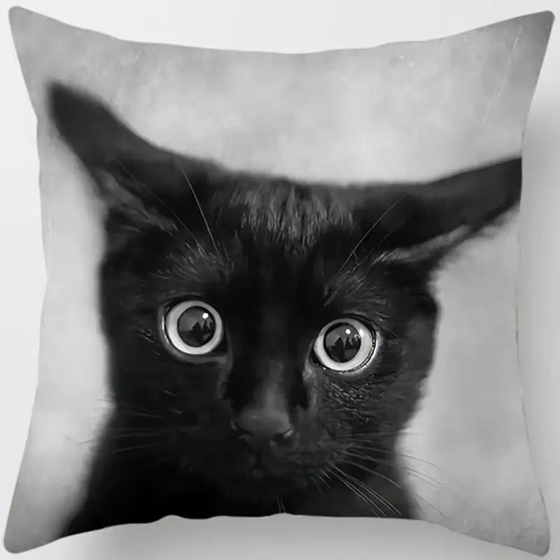 Cartoon Cat Printed Square Pillowcase Home Bedroom Car Sofa Cushion Cover