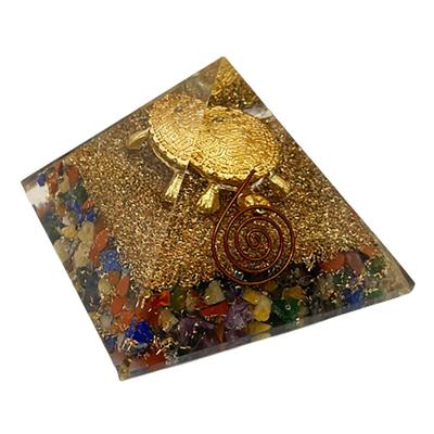 Resin Medium Size Multicolor Set of 1 Orgone Pyramid with Turtle for Reiki Healing, Vastu Correction, Meditation