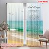 2pcs 2D Flat Printing Curtain Jesus Prayer Beach Ocean Polyester Without Electricity Festive Curtains Use for Door Wall Yard