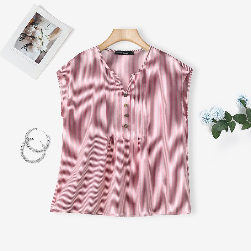 ZANZEA Women Casual V-Neck Sleeveless Stripe Tank Tops