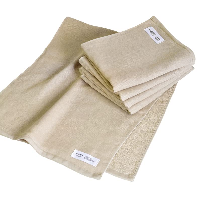 Transparan Gauze Face Senshu Cotton Japanese-Made Towels, 5-Piece Set, Towels, Quick-Drying, Absorbent, Thin, 100% (Sand Beige)
