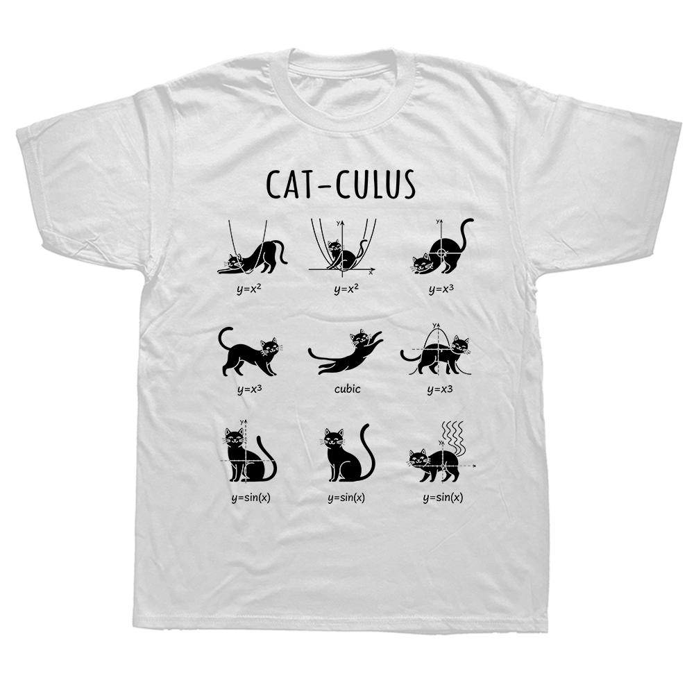 Cat-culus Funny Math Cat Graphic T Shirts Men Women Pure Cotton Humor Streetwear Tee Shirt Short Sleeve Unisex Loose Clothing
