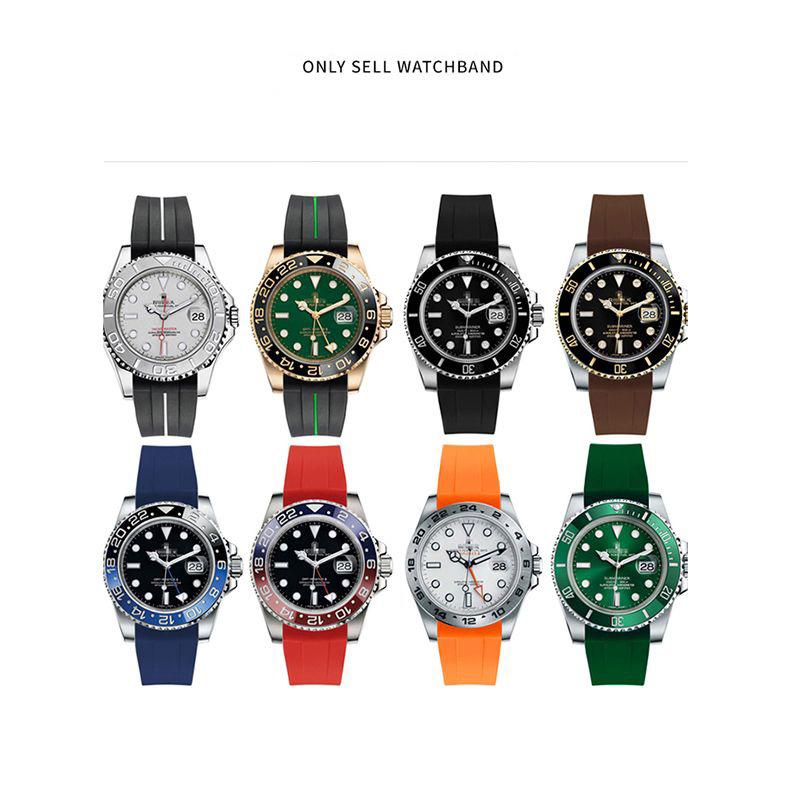 Silicone Watchband For Rolex DAYTONA SUBMARINER Yacht-Master GMT 20mm Black Dark Blue Red Brown White Green Rubber Watch Straps