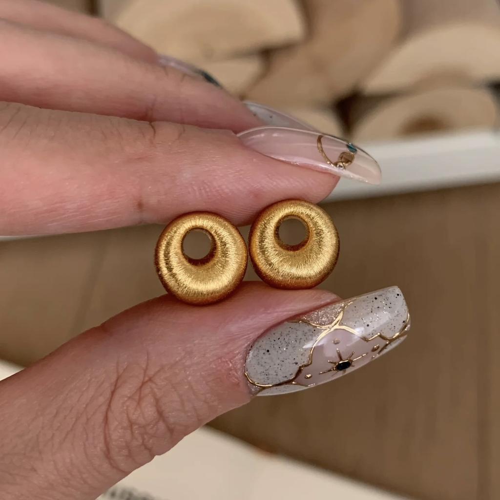 Handmade Brushed Gold Tuo Tuo Pendant Accessories, Ancient Inheritance, Brushed Gold Tuo Tuo Tuo Earrings, Earrings.