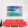 3D Falsches Fenster Exotischer Strandblick Muster Wandaufkleber Heimdeko Kunst Tapete Wandbild