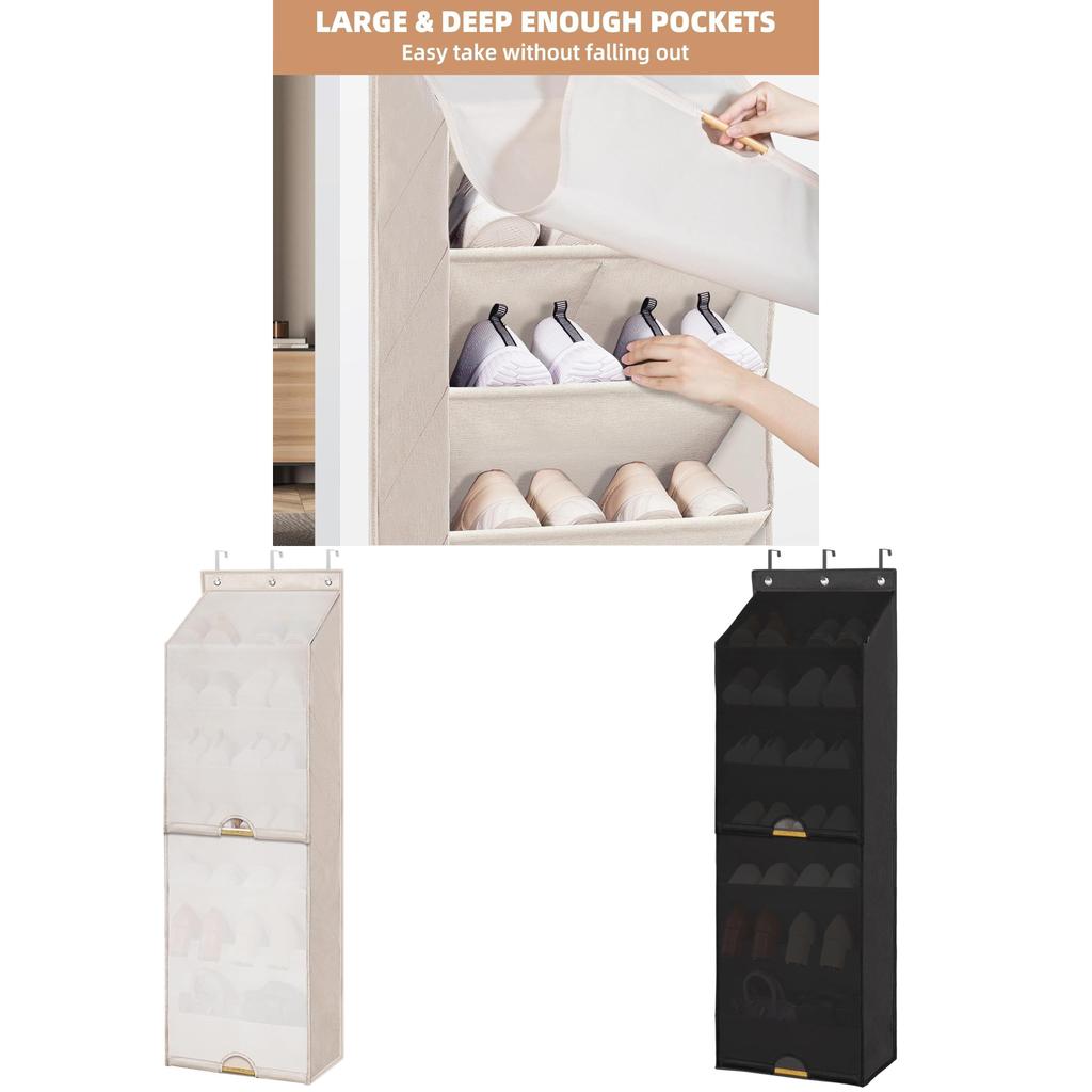 Modern Basic 7 Layer Wall Mount Shoe Organizer Bag With Dustproof Multipurpose Storage For Bedroom