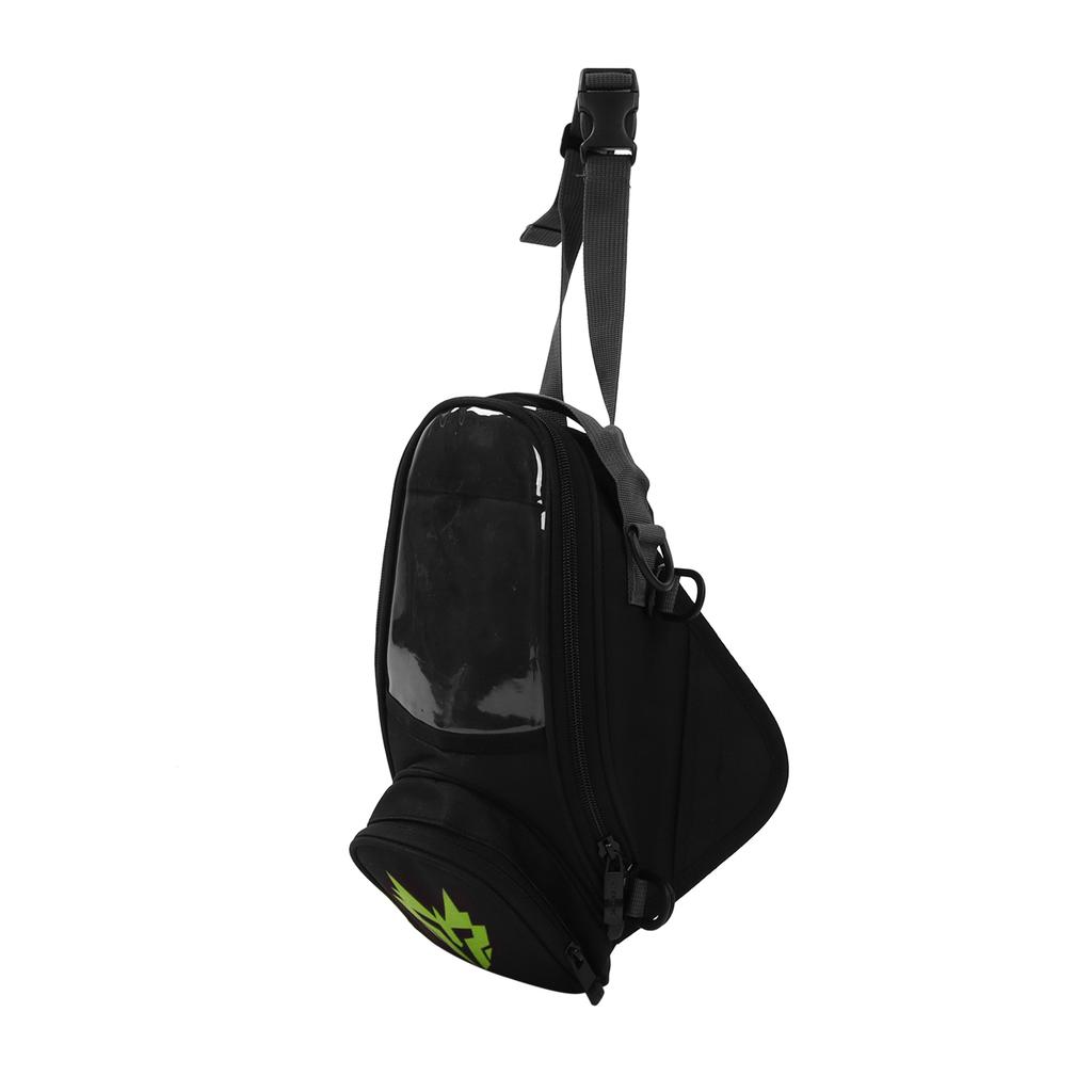 Motorcycle Fuel Tank Bag Touch Screen Function Adjustable Strap Waterproof Oxford Fabric UniversalGreen