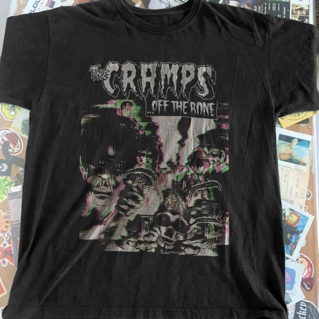 T-shirt Unisexe Noir en Coton avec la Pochette de l'Album Off The Bone de The Cramps