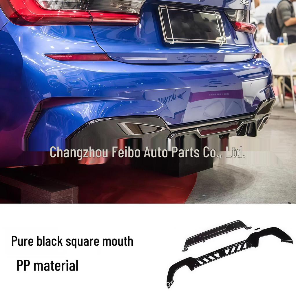 BMW New 3 Series (2019+) G20 G28 MP Style Rear Diffuser with Dual Side Dual Outlet, Round & Square Hole Tail Lip.