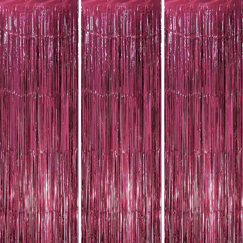 3 Pack 3.3x8.2 Feet Gold Foil Fringe Backdrop Curtains, Tinsel Streamers, Fringe Backdrop for 2025 New Years Eve, Graduation, Birthday, Baby Shower,