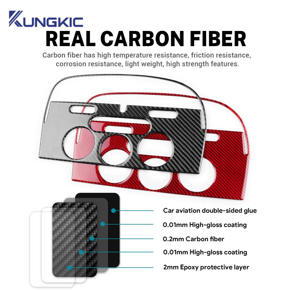 For Seat Altea 2004 2005 2006 2007 2008 Real Soft Carbon Fiber Sticker LHD Car Central Air Outlet Panel Interior Accessories