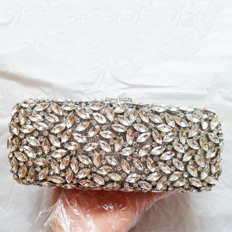 WHTUOHENG Blaue Strasssteine Silbernes Metall Abend-Clutch-Tasche Für Damen Kristall Hochzeit Braut Handtasche Diamant Party Abschlussball Clutches