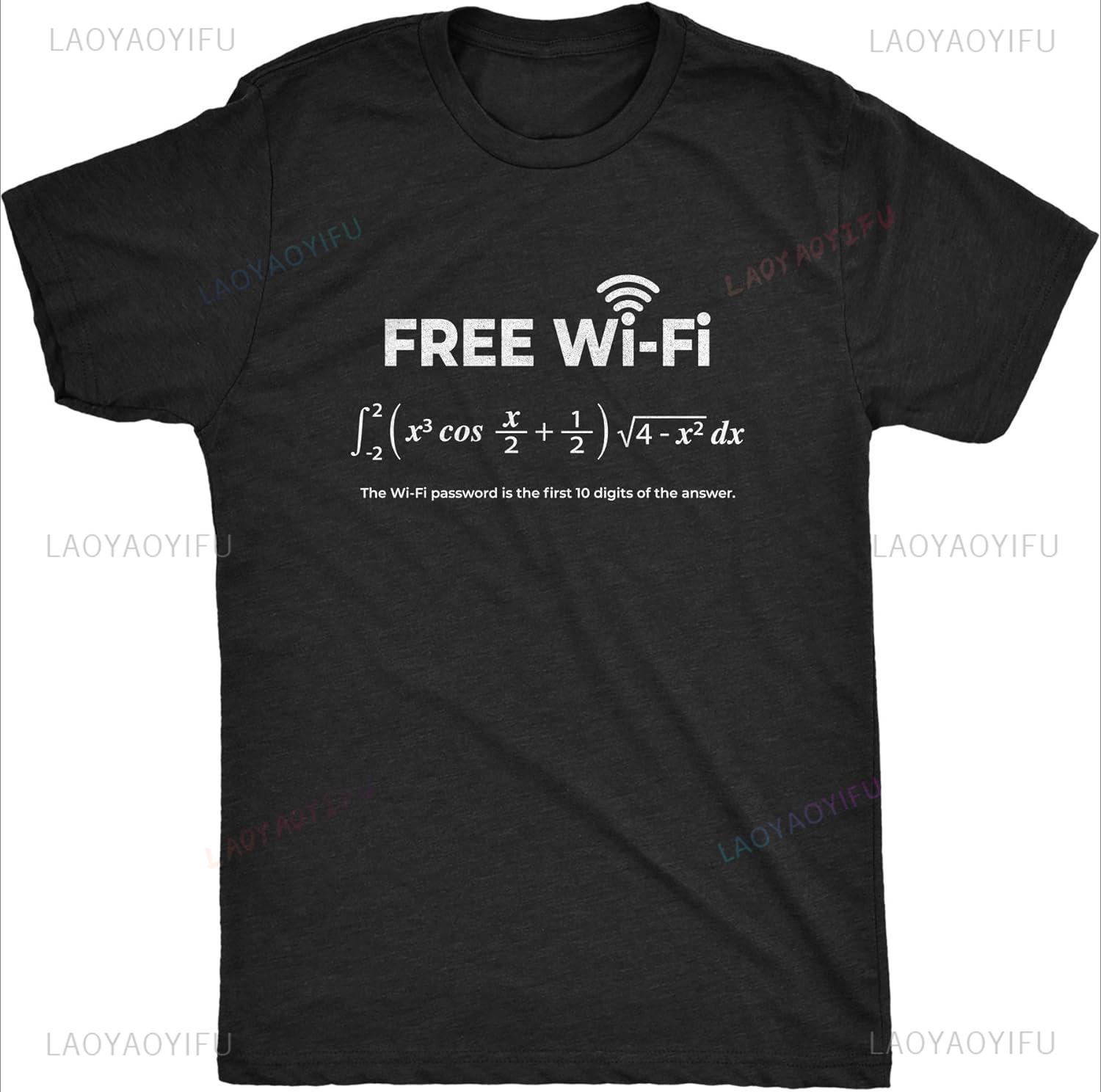 

Mens Free WiFi Harajuku T Shirt Funny Nerdy Math Equation Graphic Novelty Streetwear New Style Shortsleev Oneck Unique Tee 4XL