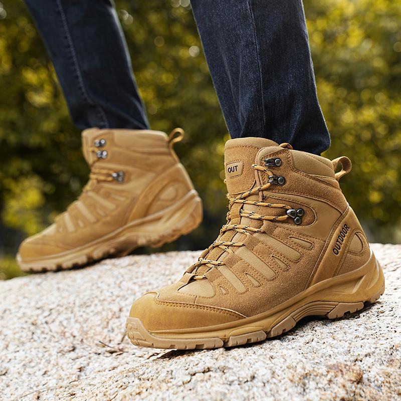 2025 Autumn Yellow Hiking Boots Men Sport Outdoor Mountain Desert Boots Men Anti-slip Climbing Trekking Shoes Men Hunting Boots