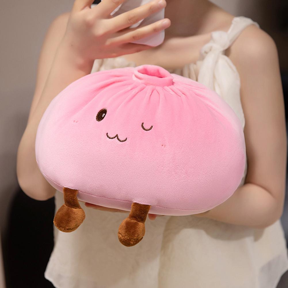 Cute Dumpling Plush Pillow Fun Expression Bun Plush Toy Hand-Made Dumpling Throw Pillow Ultra-Soft Kids Present Bedroom Decor