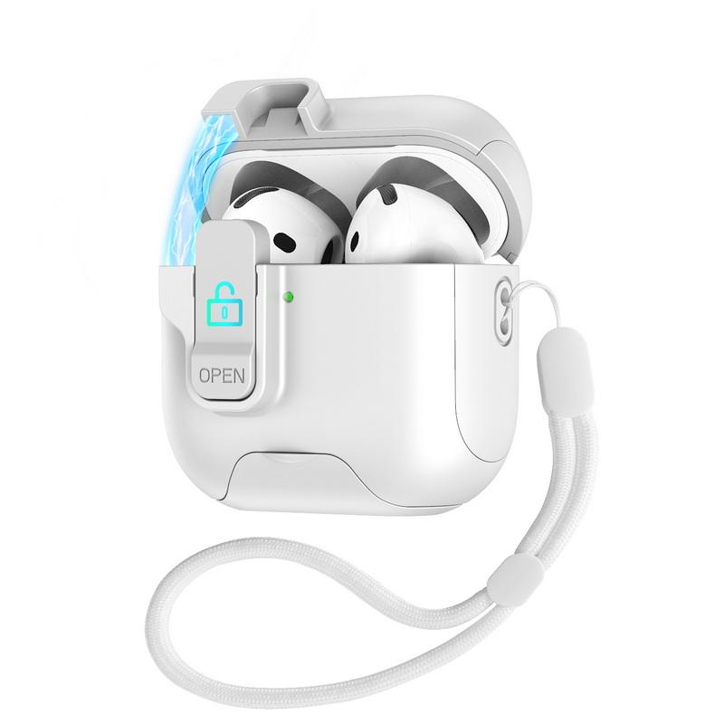 For Airpods 4 Case Magnet Security Lock Cover With Lanyard Full Body Protection Shockproof Earphone Charging Box For Airpods Pro 3 2
