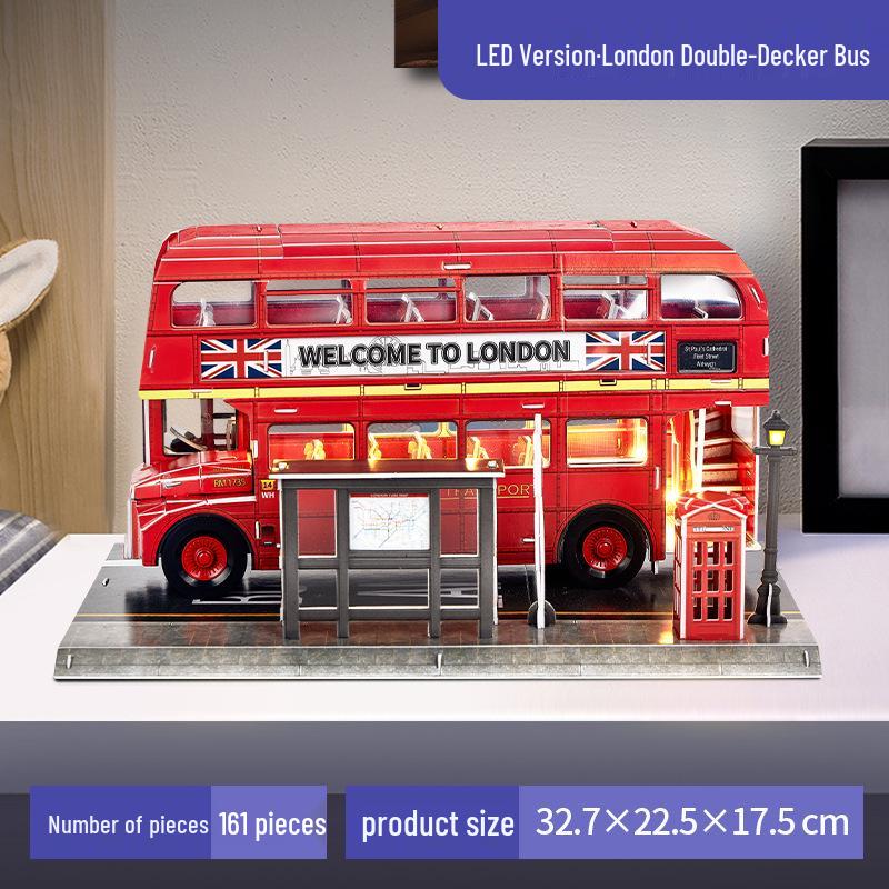 

Lecube 3D Лондонский автобус Светодиодная подсветка Пазл Модель – Креативный подарок на день рождения
