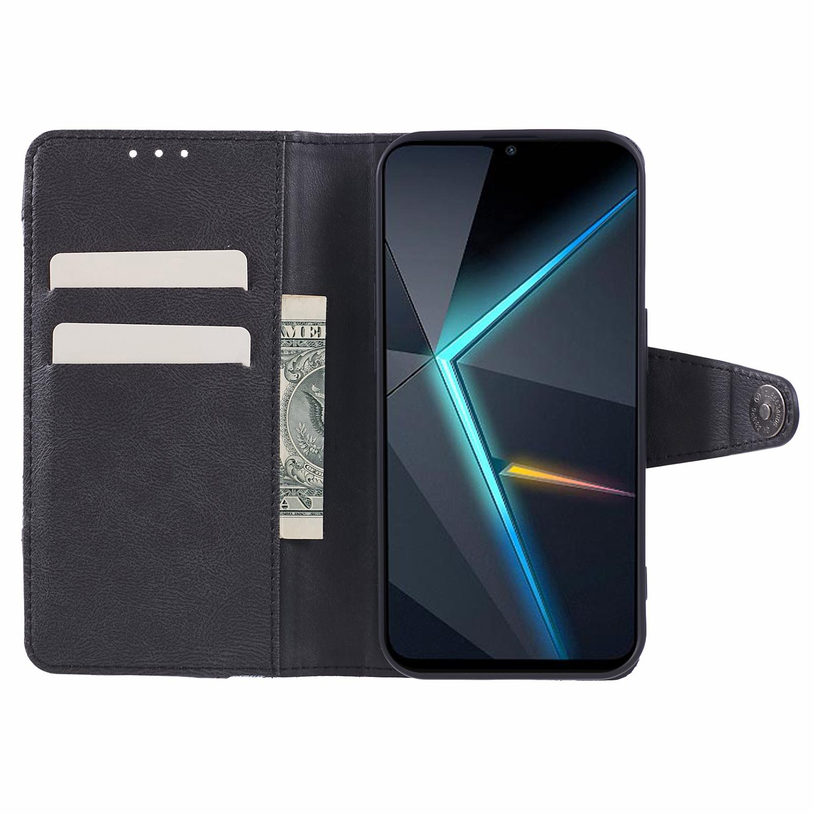 

For ZTE nubia Neo 5G Case Splicing Design PU Leather Wallet Phone Stand Cover Black