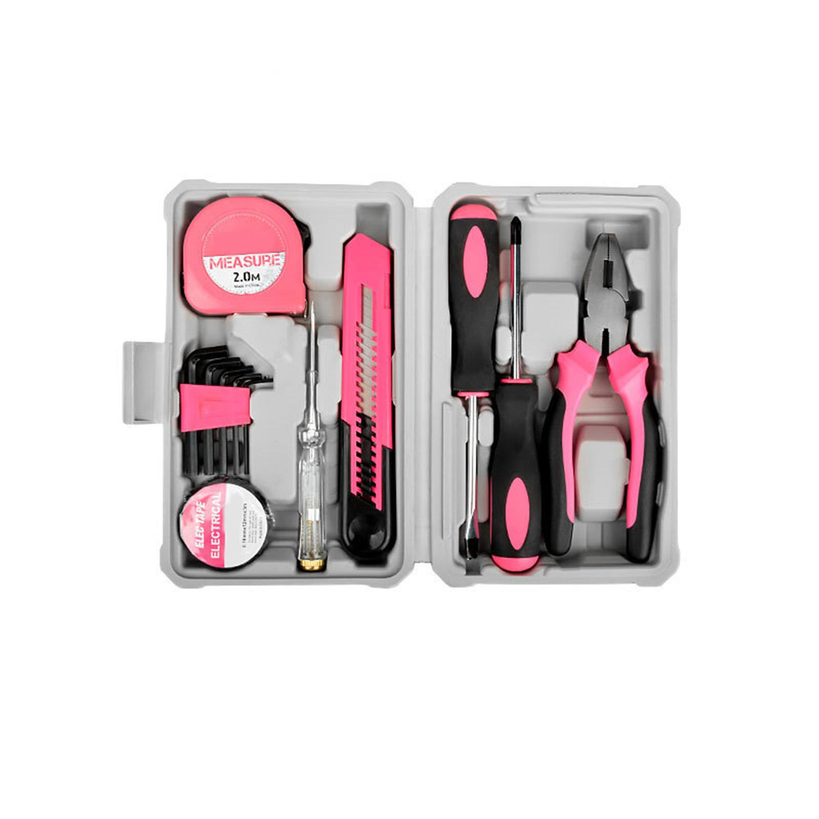 

24Pcs Household Tool Kit Multi-Purpose Home Hand Tool Set With Case Hammer And Allen Key Set With Electrical Tape Screwdriver Test Pen Plier Bits One Size